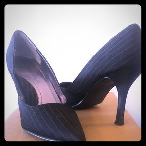 Black Pinstriped Heels